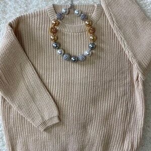 Little girls Cream Long Sleeve Sweater